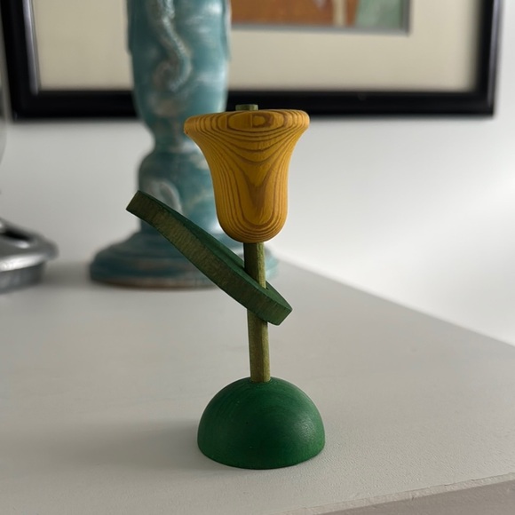 Green and Yellow Wooden Vintage Tulip Sculpture by Aarikka - Picture 2 of 5